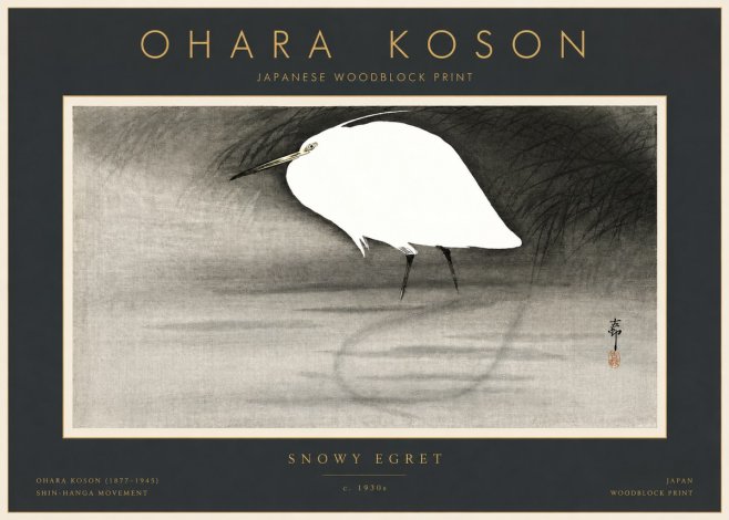 Ohara Koson Snowy Egret No2 - Plakat