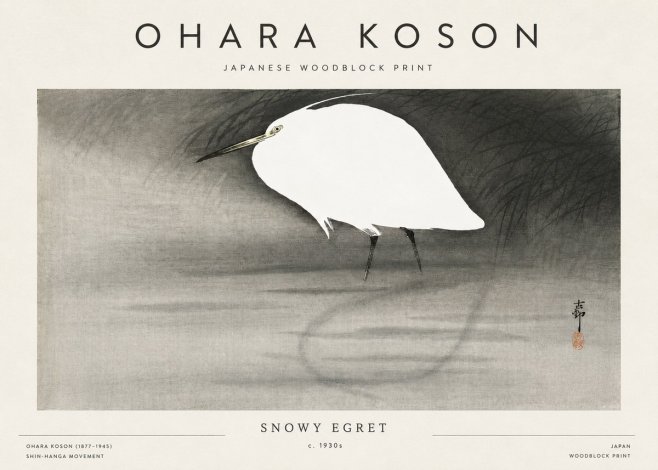 Ohara Koson Snowy Egret No3 - Plakat