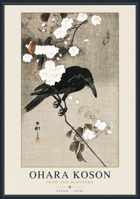 Ohara Koson Crow and Blossoms II No6 - Plakat