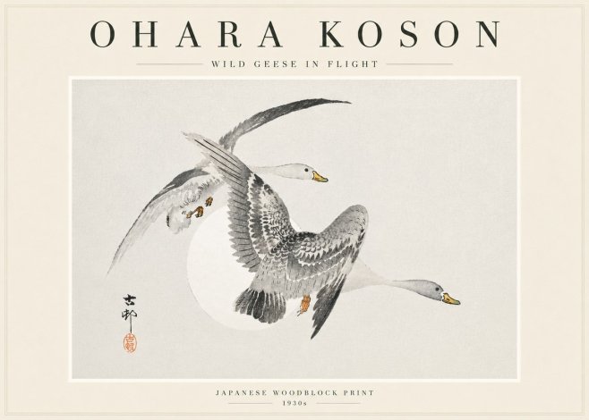 Ohara Koson Wild Geese in Flight I No3 - Plakat