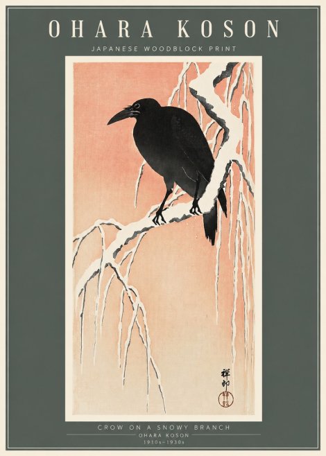 Ohara Koson Crow on a Snowy Branch I No2 - Plakat