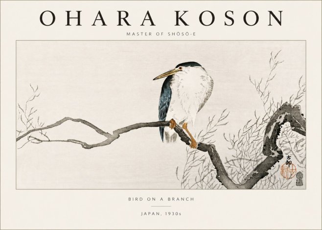 Ohara Koson Bird on a Branch II No3 - Plakat