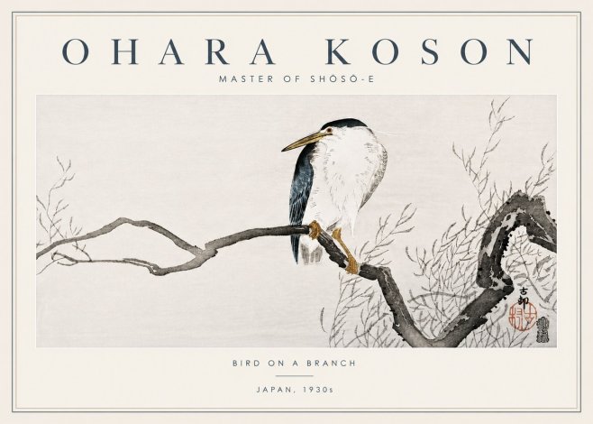 Ohara Koson Bird on a Branch II No4 - Plakat