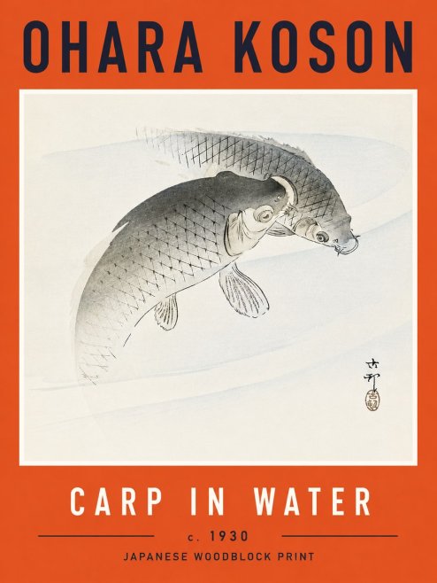 Ohara Koson Carp in Water No6 - Plakat