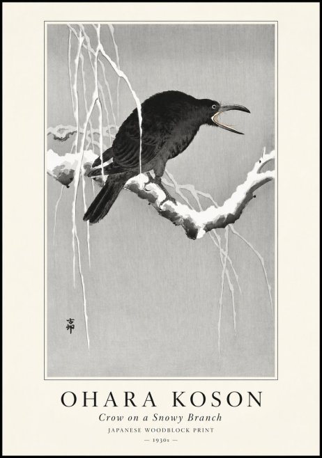 Ohara Koson Crow on a Snowy Branch II No1 - Plakat