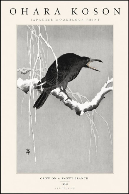 Ohara Koson Crow on a Snowy Branch II No3 - Plakat