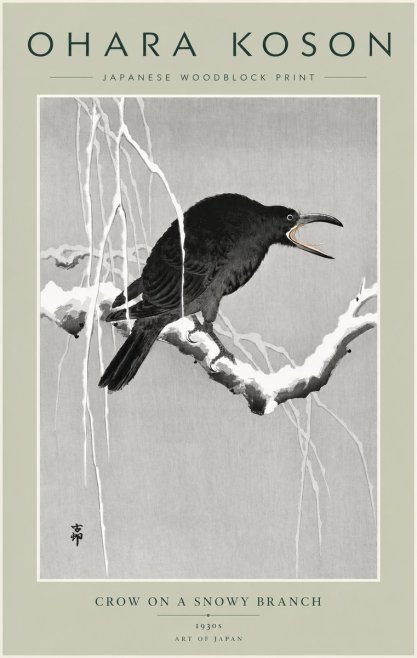 Ohara Koson Crow on a Snowy Branch II No5 - Plakat
