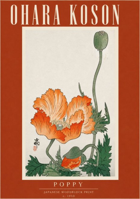 Ohara Koson Poppy No4 - Plakat