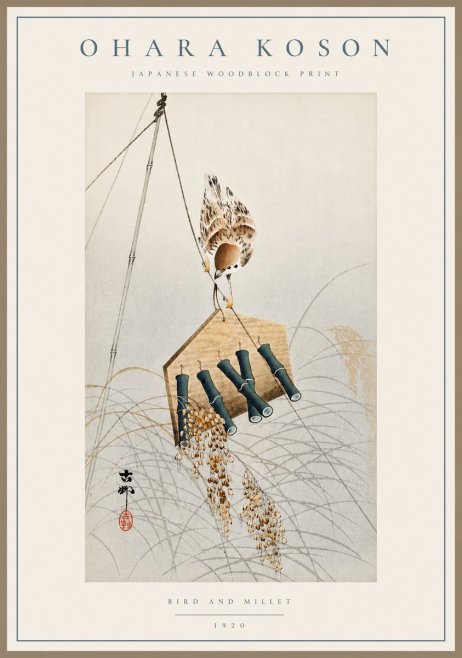 Ohara Koson Bird and Millet No3 - Plakat