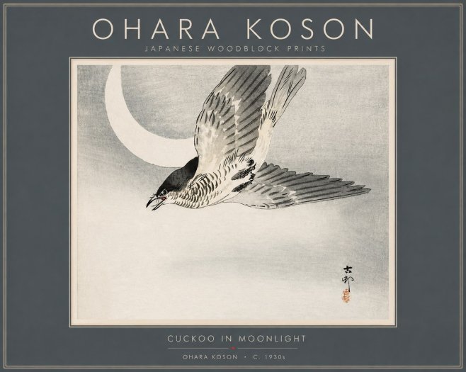 Ohara Koson Cuckoo in Moonlight No2 - Plakat