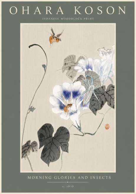 Ohara Koson Morning Glories and Insects No5 - Plakat