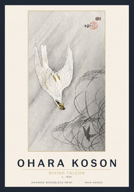 Ohara Koson Diving Falcon No5 - Plakat