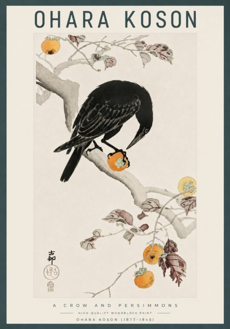 Ohara Koson A Crow and Persimmons No3 - Plakat