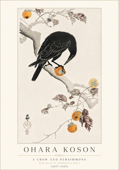 Ohara Koson A Crow and Persimmons No4 - Plakat