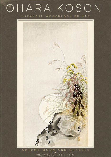 Ohara Koson Autumn Moon and Grasses No6 - Plakat