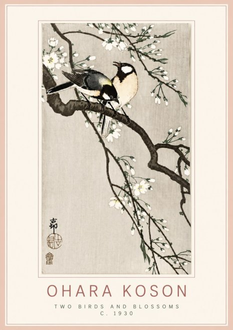 Ohara Koson Two Birds and Blossoms II No3 - Plakat