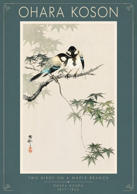 Ohara Koson Two Birds on a Maple Branch No5 - Plakat