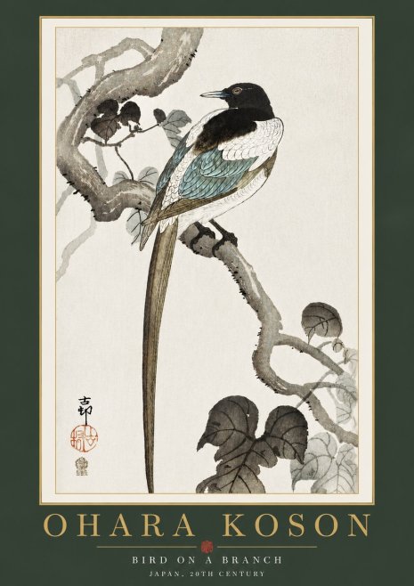 Ohara Koson Bird on a Branch IV No4 - Plakat