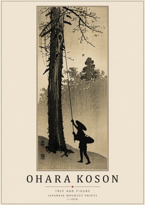 Ohara Koson Tree and Figure No5 - Plakat
