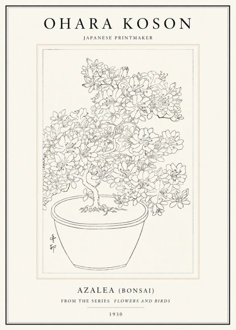 Ohara Koson Azalea (Bonsai) No1 - Plakat