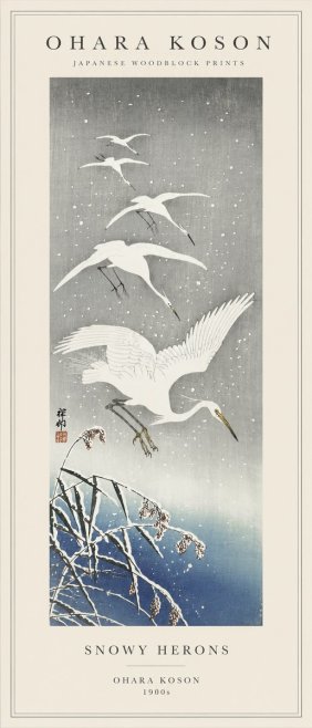Ohara Koson Snowy Herons No1 - Plakat