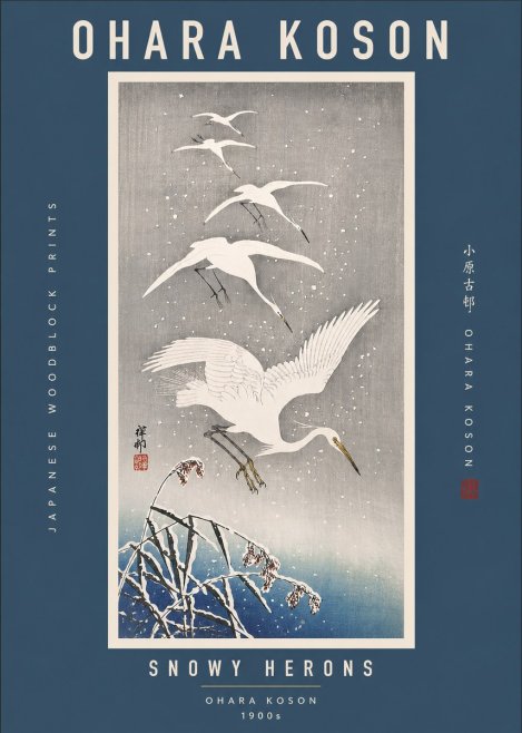 Ohara Koson Snowy Herons No2 - Plakat