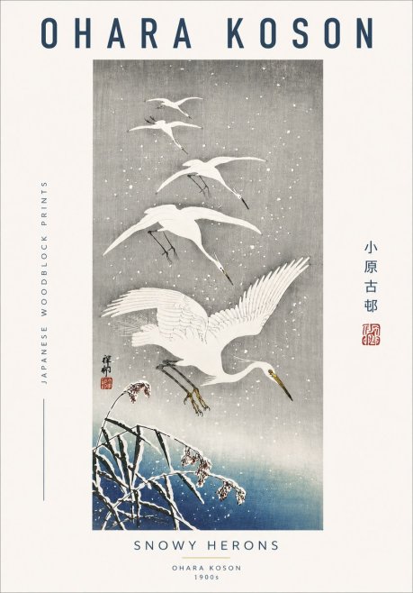 Ohara Koson Snowy Herons No4 - Plakat