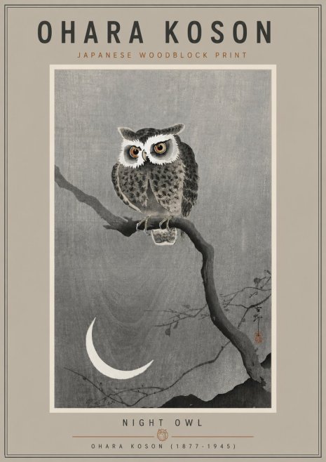 Ohara Koson Night Owl No5 - Plakat