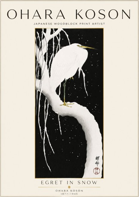 Ohara Koson Egret in Snow No1 - Plakat