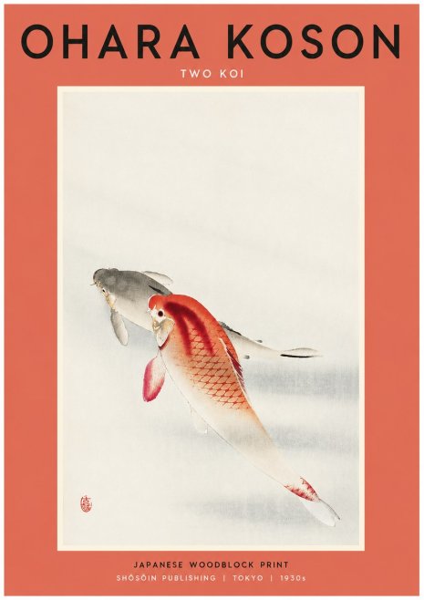 Ohara Koson Two Koi II No4 - Plakat