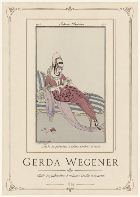 Gerda Wegener Robe De Gabardine À Volants Brodés À La Main I No1 - Plakat