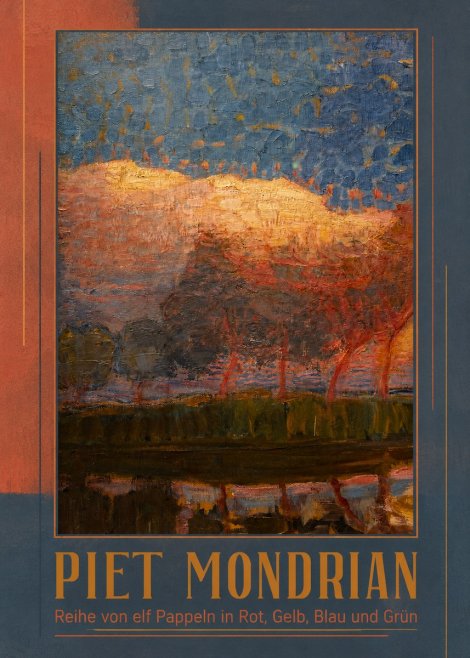 Piet Mondrian Reihe Von Elf Pappeln in Rot, Gelb, Blau Und Grün No1 - Plakat