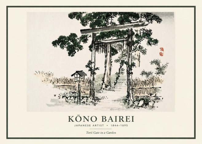Kōno Bairei Torii Gate in a Garden No3 - Plakat