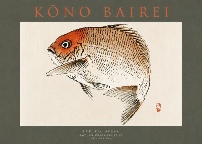 Kōno Bairei Red Sea Bream No2 - Plakat