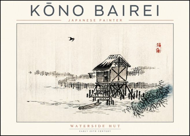 Kōno Bairei Waterside Hut No2 - Plakat