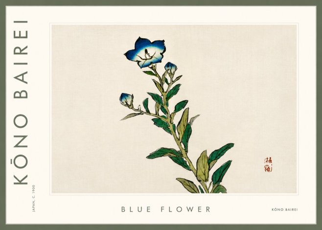 Kōno Bairei Blue Flower No3 - Plakat