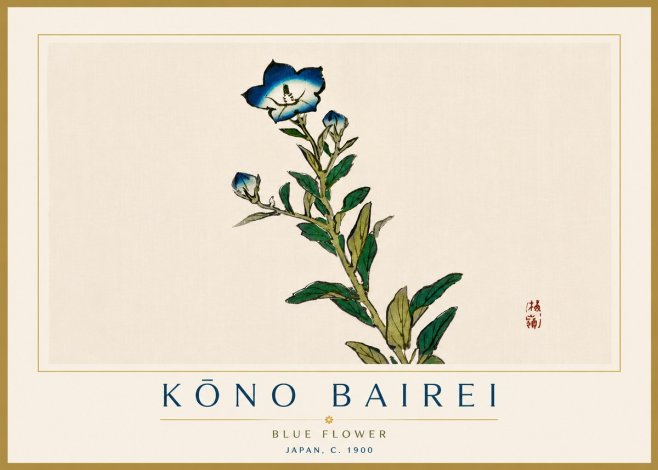 Kōno Bairei Blue Flower No6 - Plakat