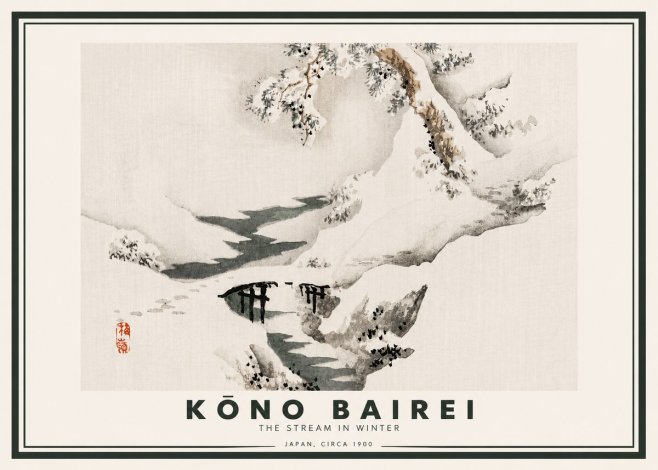 Kōno Bairei The Stream in Winter No4 - Plakat