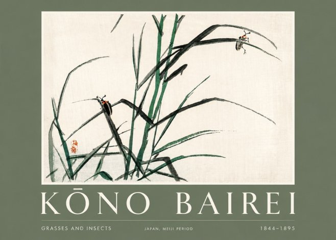 Kōno Bairei Grasses and Insects No2 - Plakat