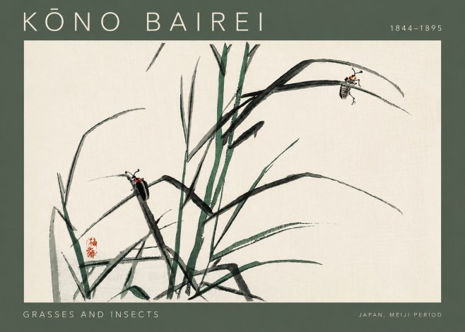 Kōno Bairei Grasses and Insects No4 - Plakat