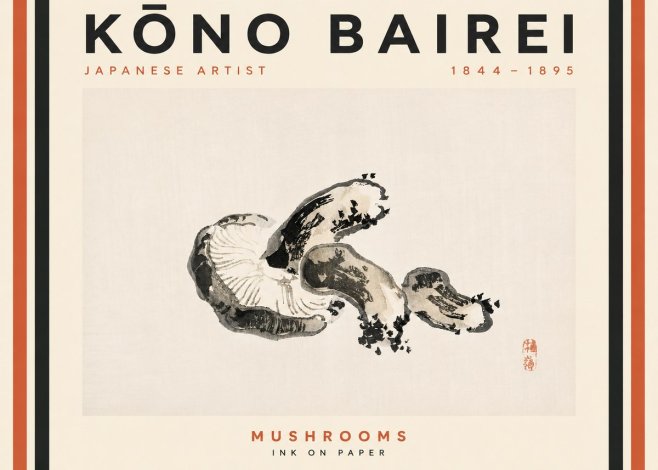 Kōno Bairei Mushrooms No4 - Plakat