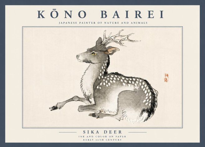 Kōno Bairei Sika Deer No4 - Plakat