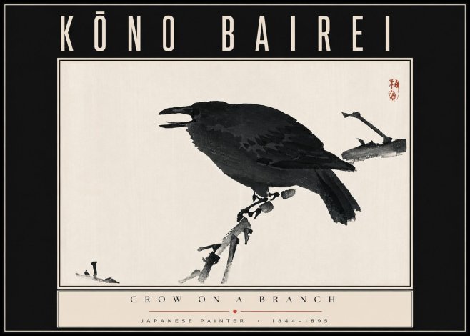Kōno Bairei Crow on a Branch No4 - Plakat
