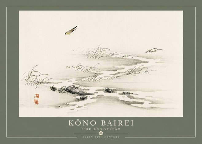 Kōno Bairei Bird and Stream No4 - Plakat