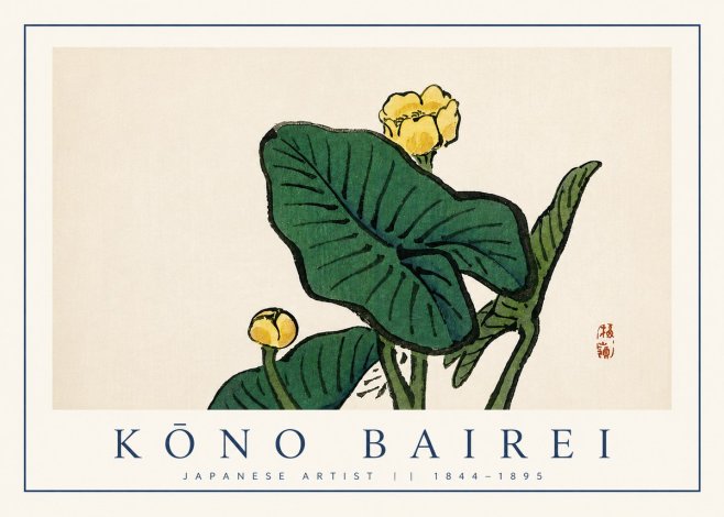 Kōno Bairei Yellow Pond Lilies No3 - Plakat