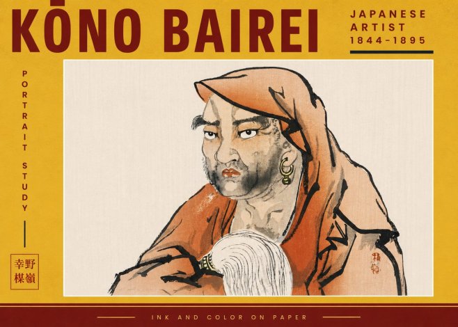 Kōno Bairei Portrait Study No4 - Plakat