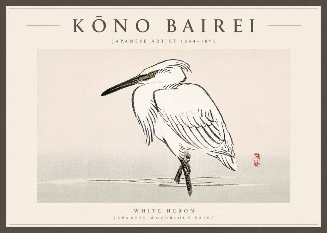 Kōno Bairei White Heron No6 - Plakat