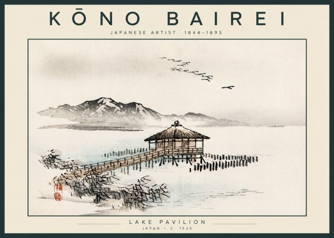 Kōno Bairei Lake Pavilion No4 - Plakat