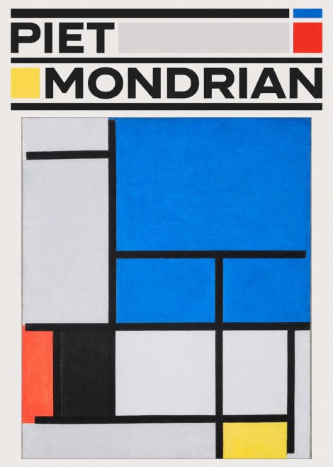 Piet Mondrian Composition with Red, Black, Blue, and Yellow No3 - Plakat