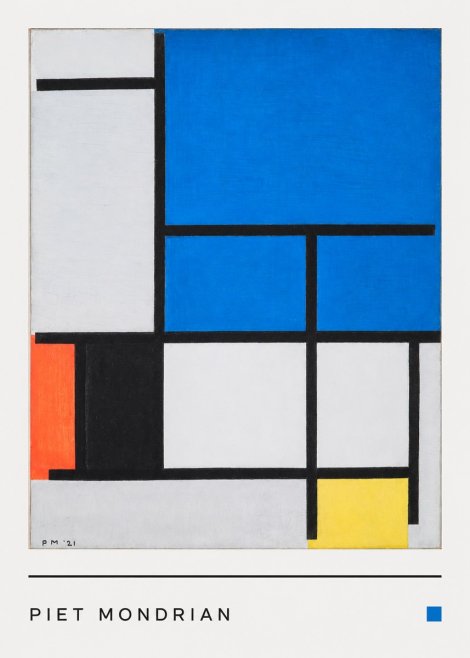Piet Mondrian Composition with Red, Black, Blue, and Yellow No4 - Plakat